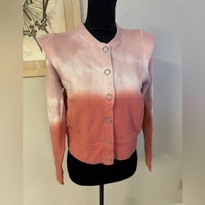 525 America Pink and White Ombre Tie Dye Cardigan NWT